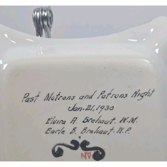 VTG Masonic OES Order of The Eastern Star Ceramic Ashtray W/Silver Trim Signed - Picture 6 of 7